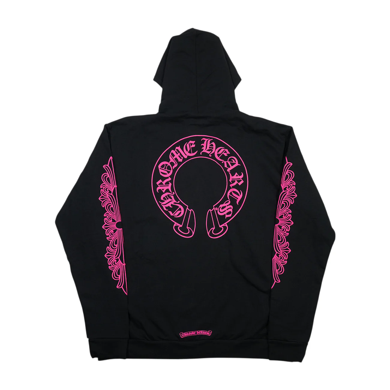 袖フローラルホースシューバックプリント 【ジップパーカー】【ブラック×ピンク】【新品】 SIZE:L - Image 2