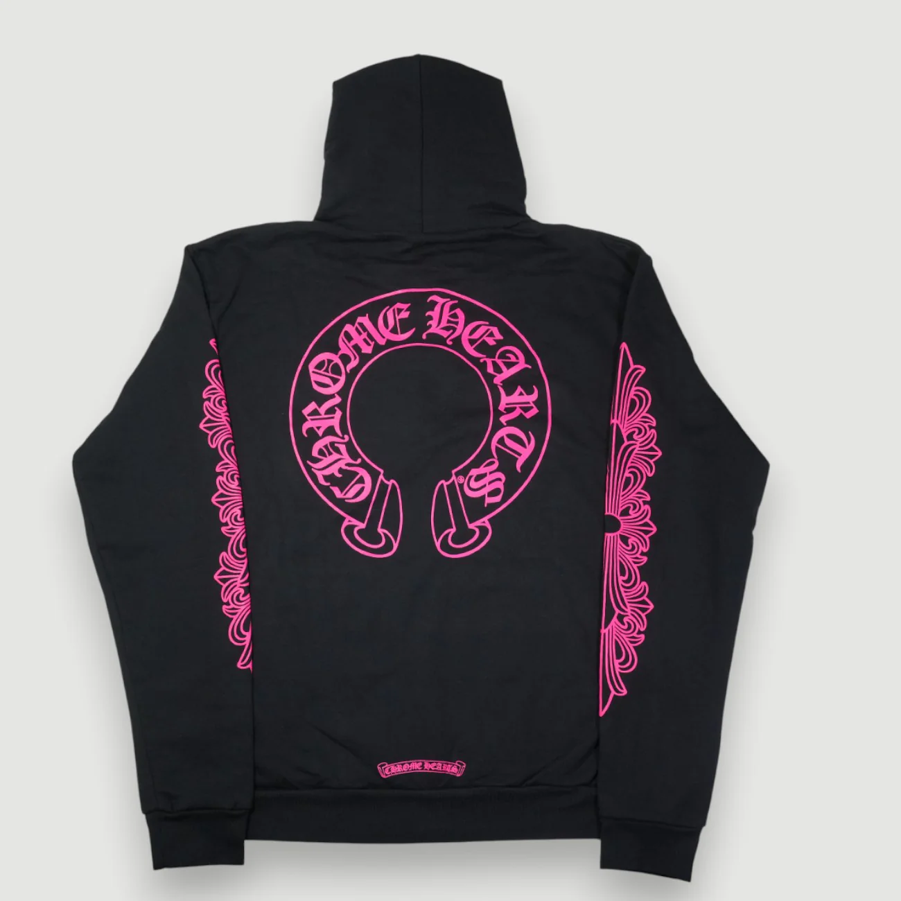 袖フローラルホースシューバックプリント 【ジップパーカー】【ブラック×ピンク】【新品】 SIZE:M - Image 12