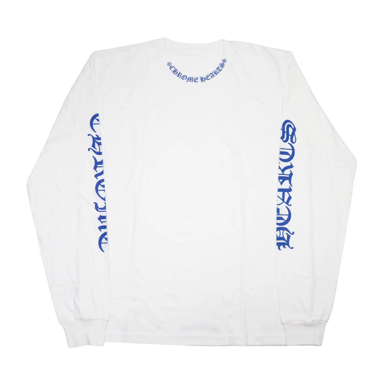 ネックロゴプリント 【カットソー】【ホワイト×ブルー】 SIZE:S