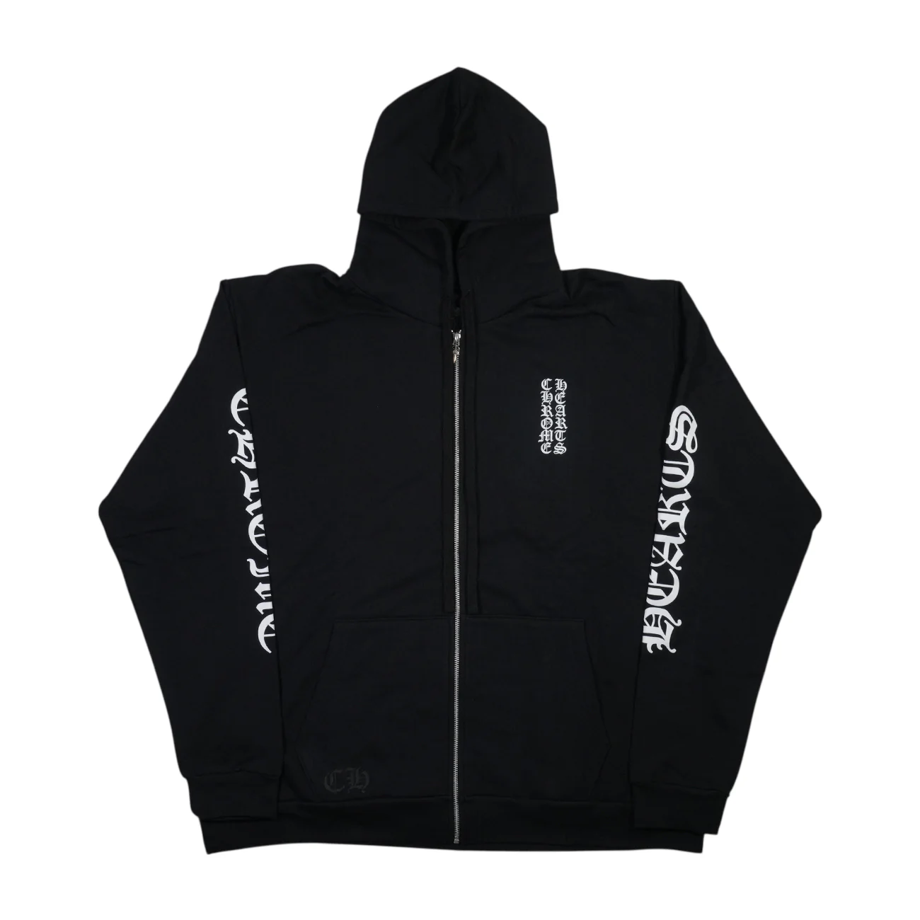 袖ロゴプリント 【ジップパーカー】【ブラック】 SIZE:2XL インボイス付き