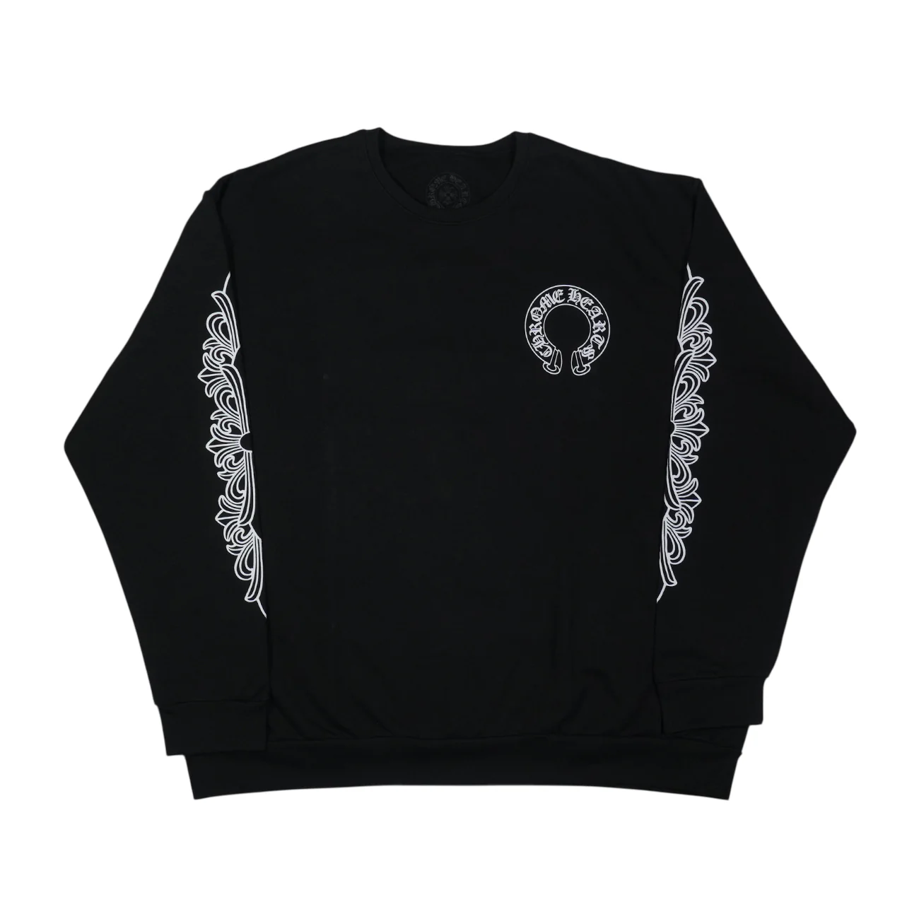 袖フローラルホースシュープリント 【スウェット】【ブラック】 SIZE:XL