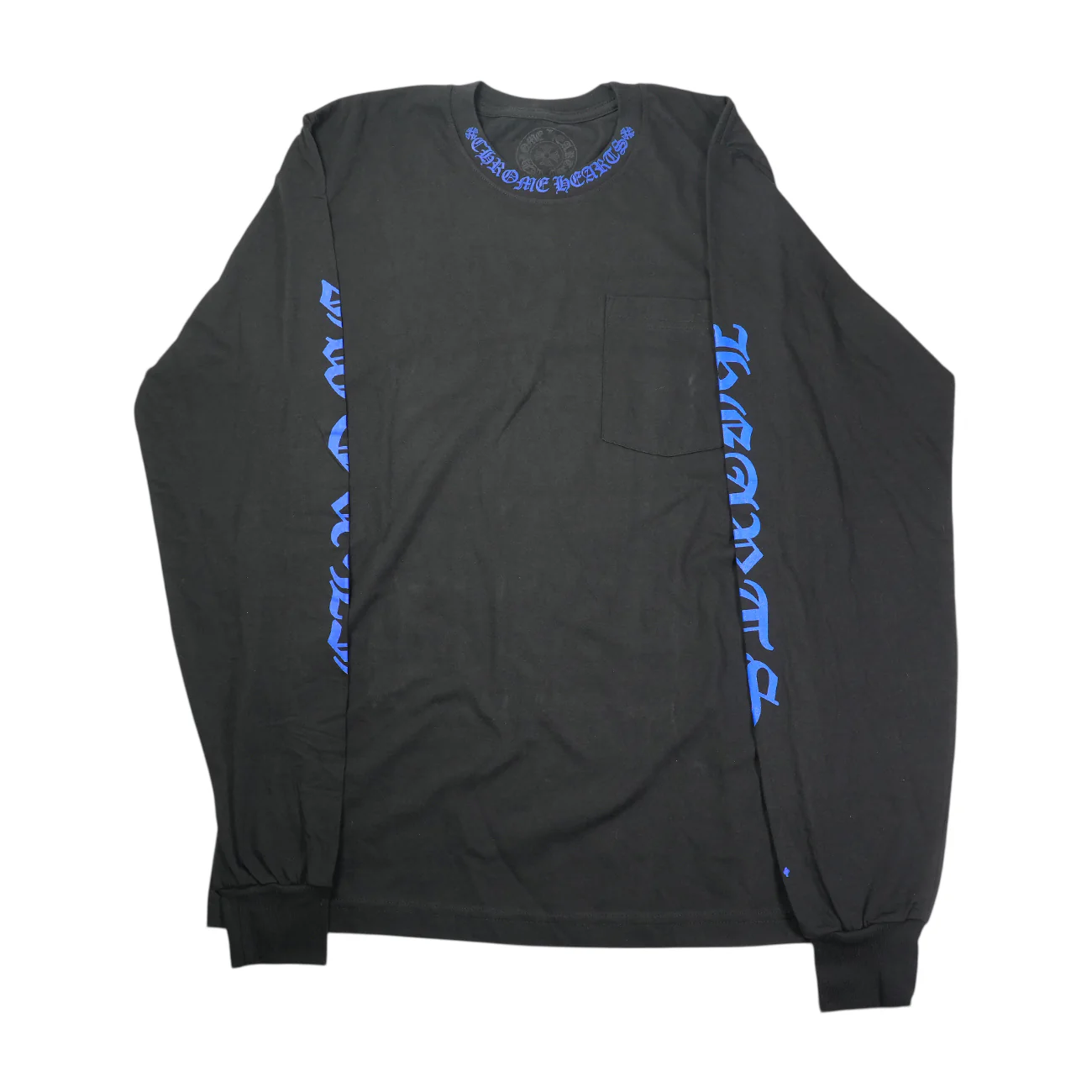 ネックロゴ, 英字袖プリント 【カットソー】【ブラック×パープル】 SIZE:M