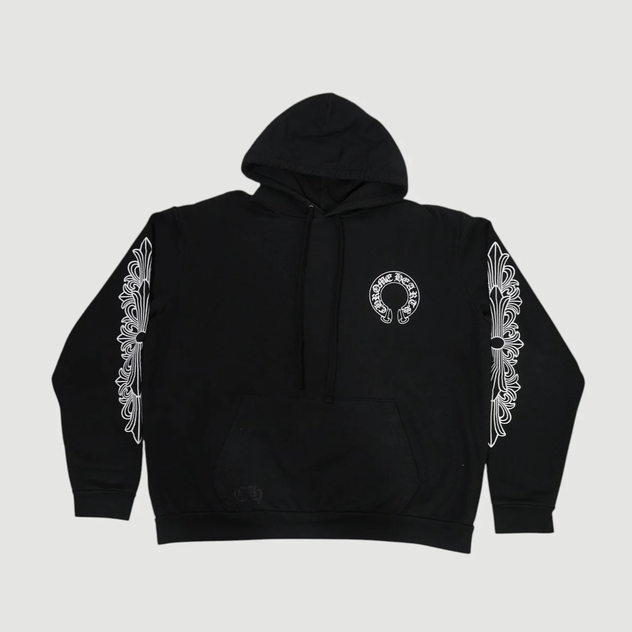 ホースシュー袖プリント 【パーカー】【ブラック】 SIZE:XL