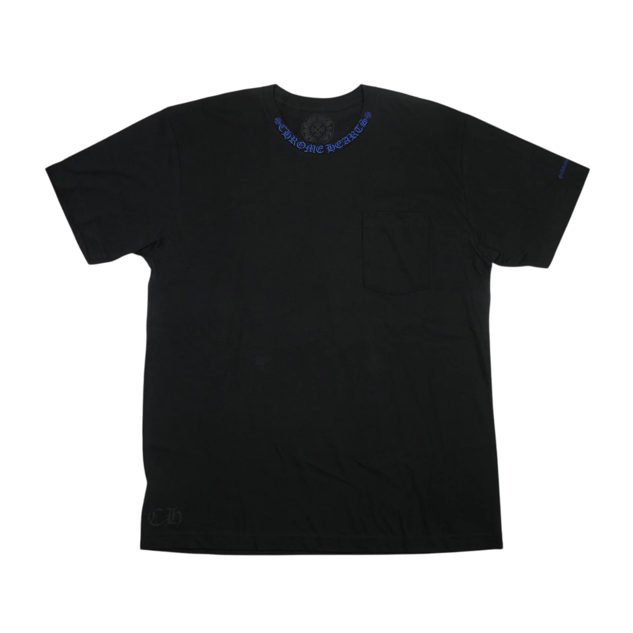 新品ネックロゴプリント 【Tシャツ】【ブラック×ブルー】 SIZE:XL