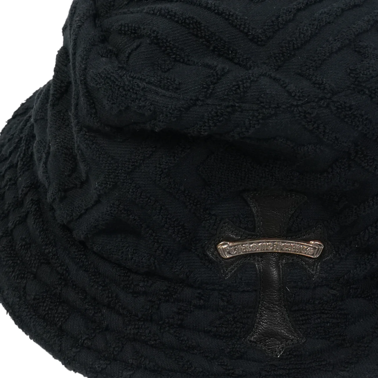 クロスパッチ付き スクロールラベル 【パイル地バケットハット/HAT】【ブラック】 SIZE:M - Image 3