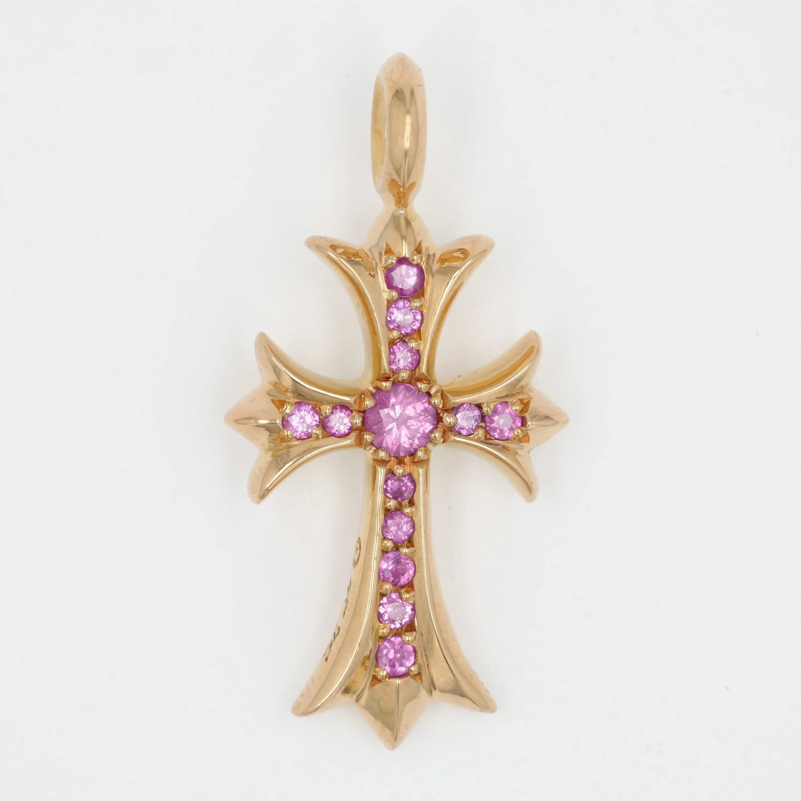22K タイニーファットクロス PAVE P SP CRS F TINY 【ゴールドネックレストップ チャーム パヴェ ピンクサファイア】 - Image 2