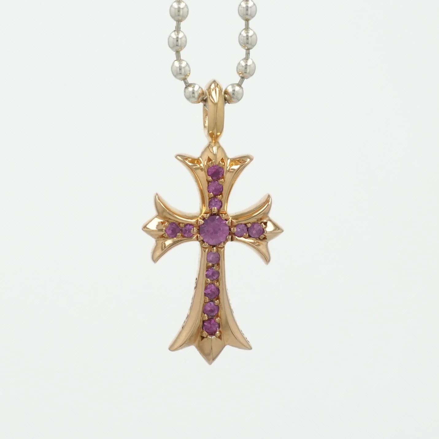 22K タイニーファットクロス PAVE P SP CRS F TINY 【ゴールドネックレストップ チャーム パヴェ ピンクサファイア】