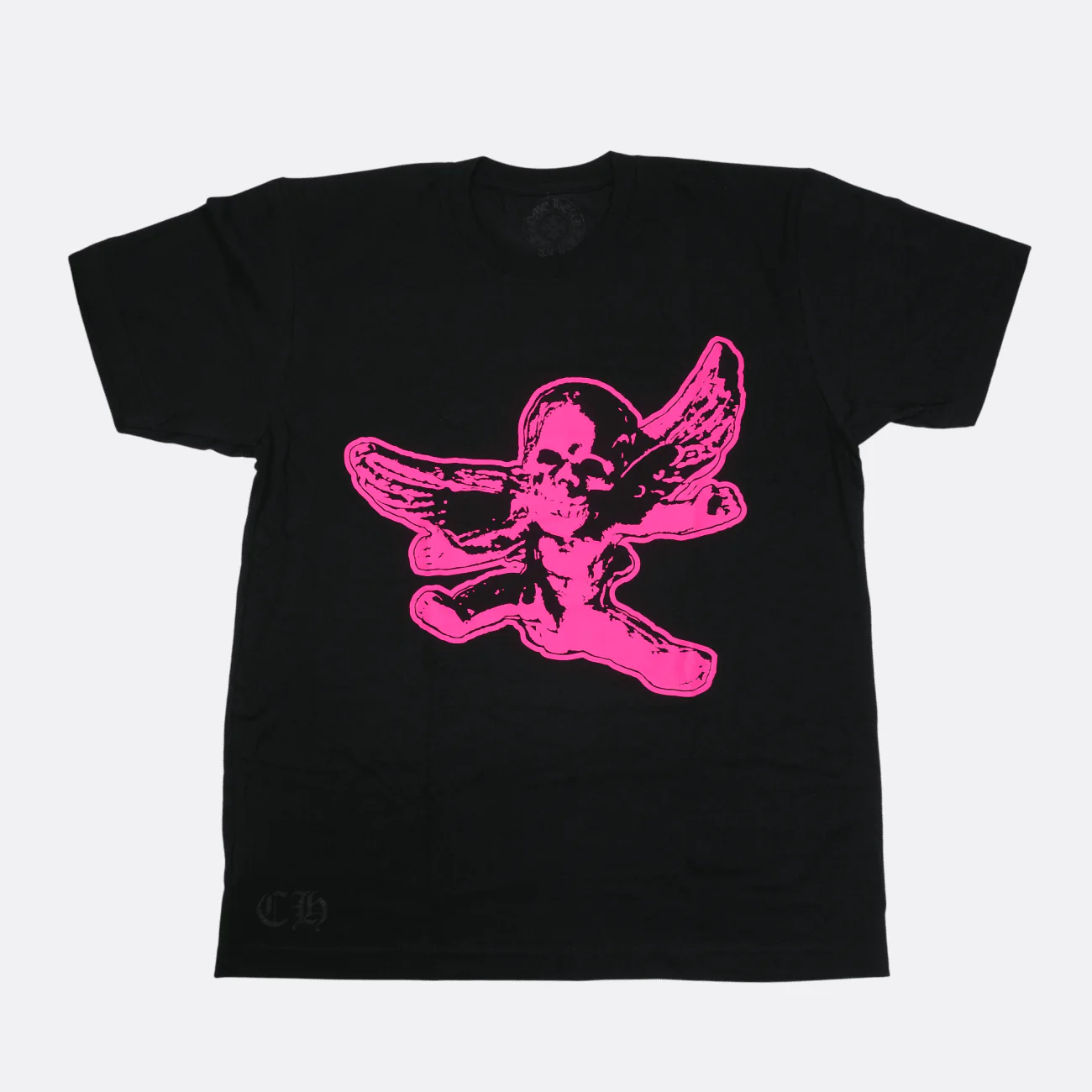 フォティフロントプリント 【Tシャツ】【ブラック×ピンク】【新品】 SIZE:L