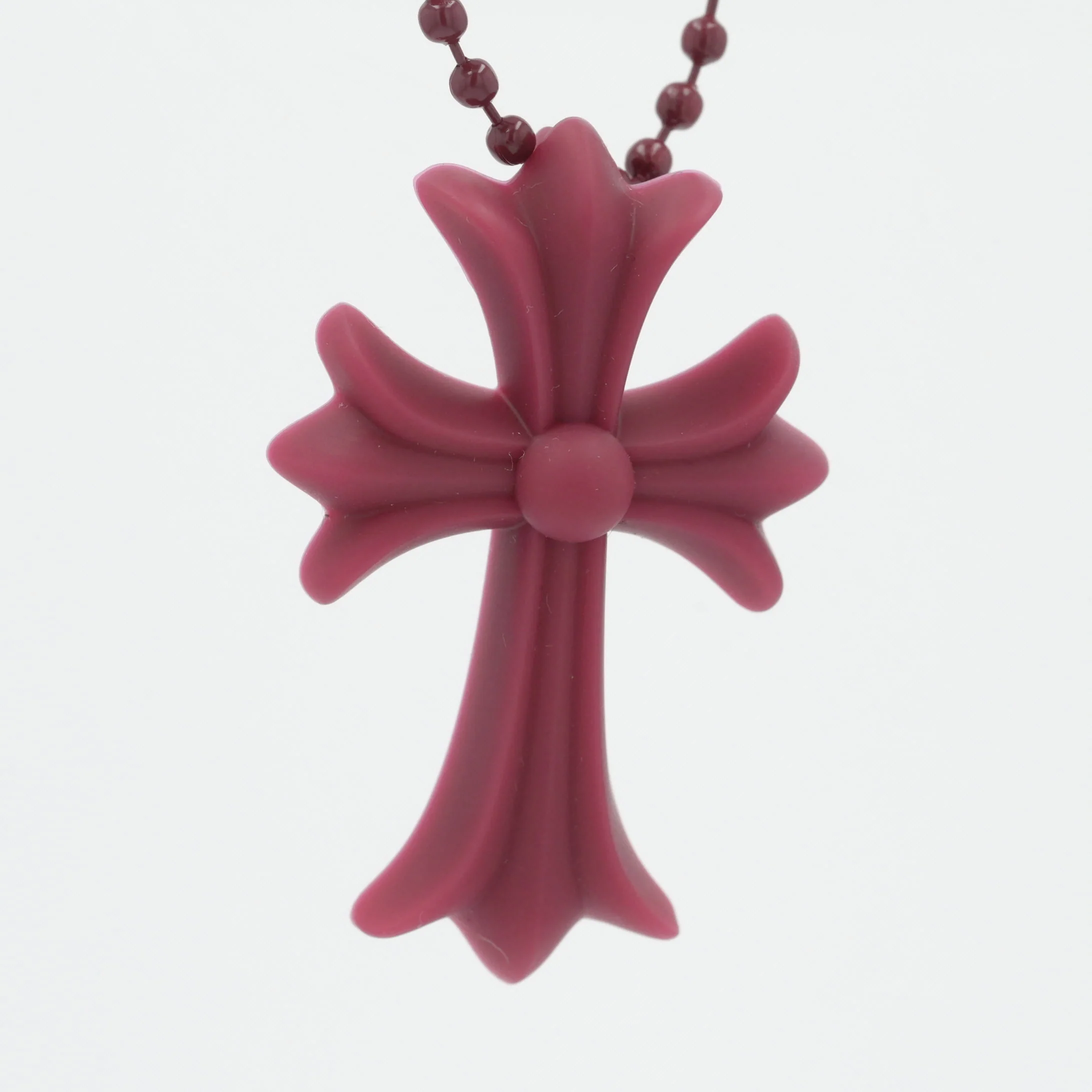 ラバースモールCHクロス RUBBER SML CH CROSS 【シリコンネックレストップ ペンダント】ボルドー
