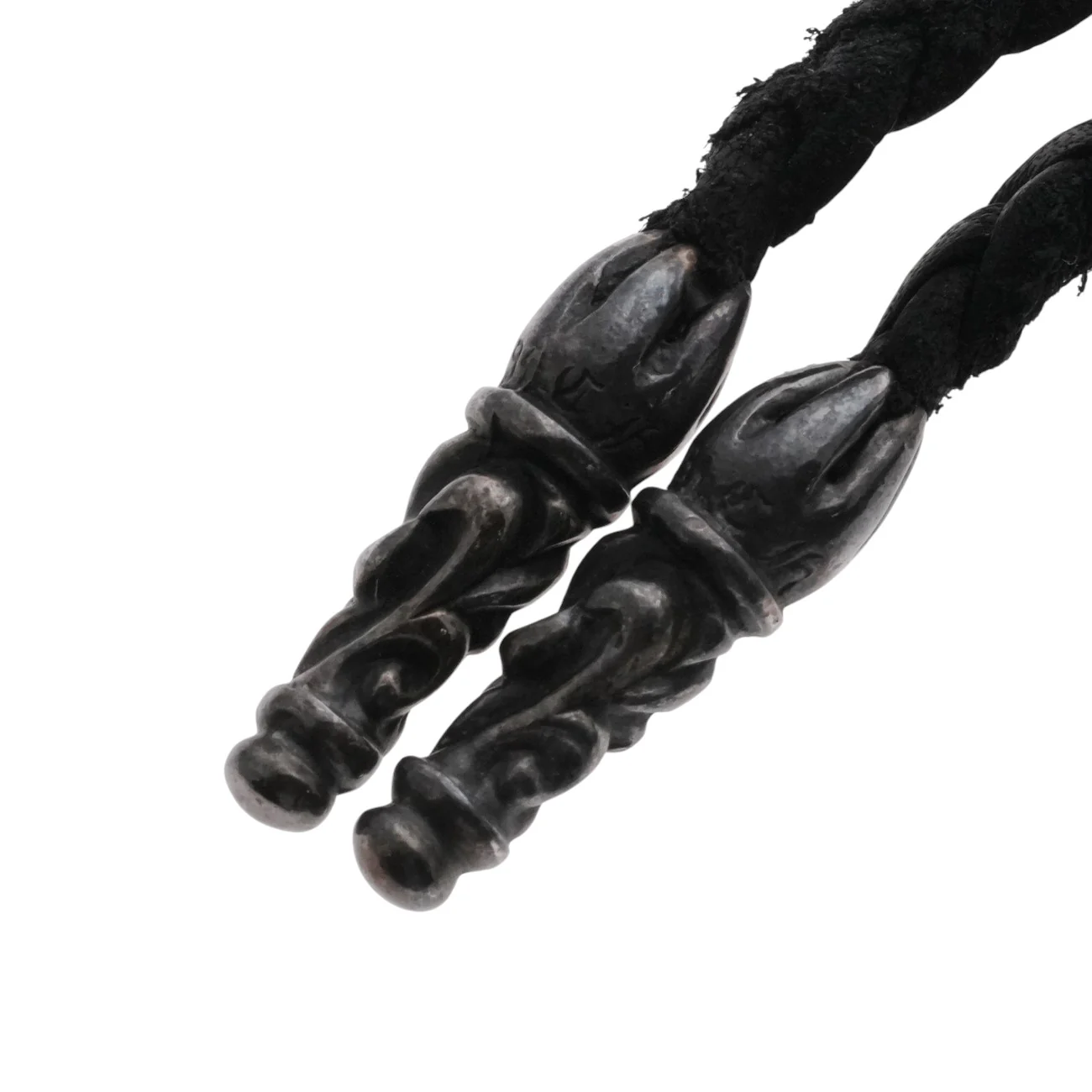 LEATHER BRAID スクロールレザーブレード シルバーネックレス - Image 2