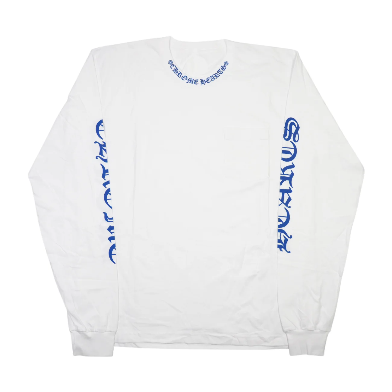ネックロゴプリント 【カットソー】【ホワイト×ブルー】 SIZE:XL