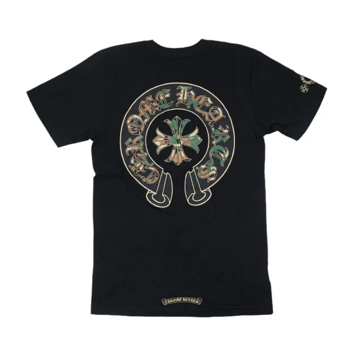 クロムハーツ 中古 バックカモフラホースシュープリント Tシャツ Sサイズ ブラック - Image 2