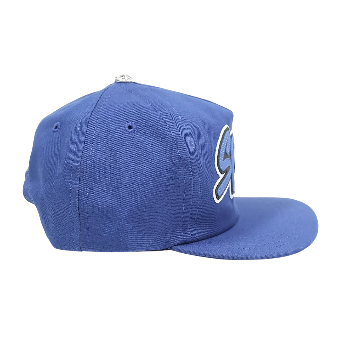 TRUCKER CAP トラッカーキャップ SPACEレザーパッチクロスボール付メッシュ帽子(ブルー×シルバー) - Image 2